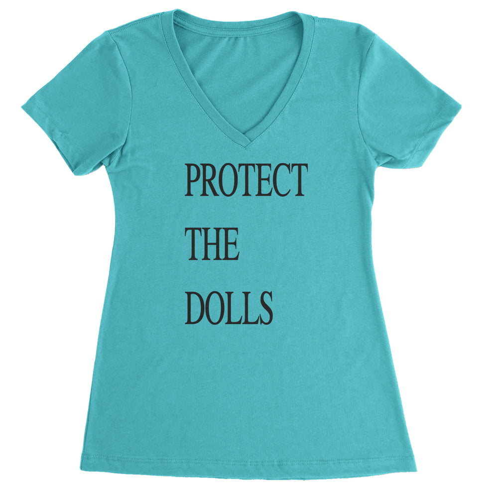 Protect The Dolls Equal Rights Ladies V-Neck T-shirt Surf