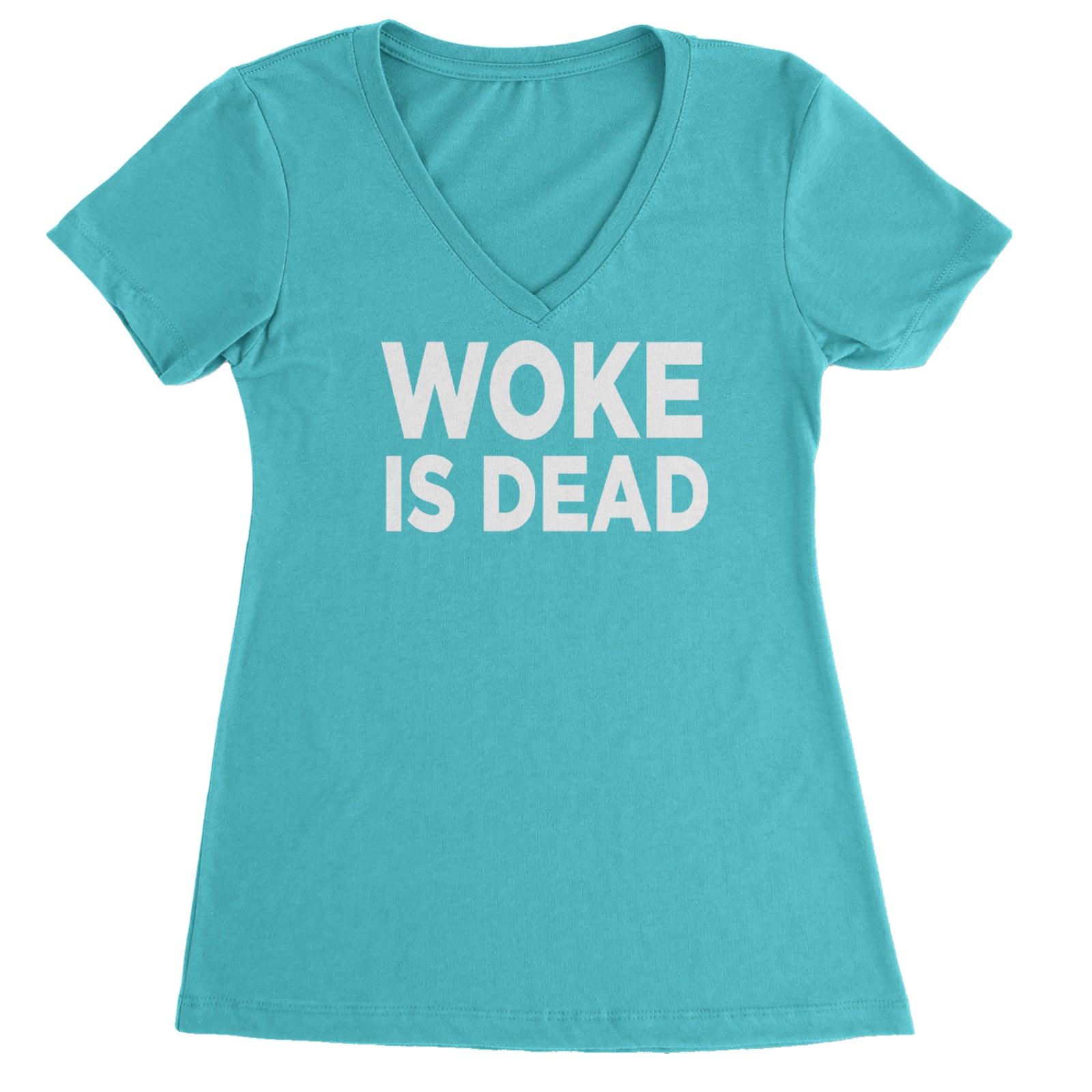 Woke Is Dead Satire Ladies V-Neck T-shirt Black