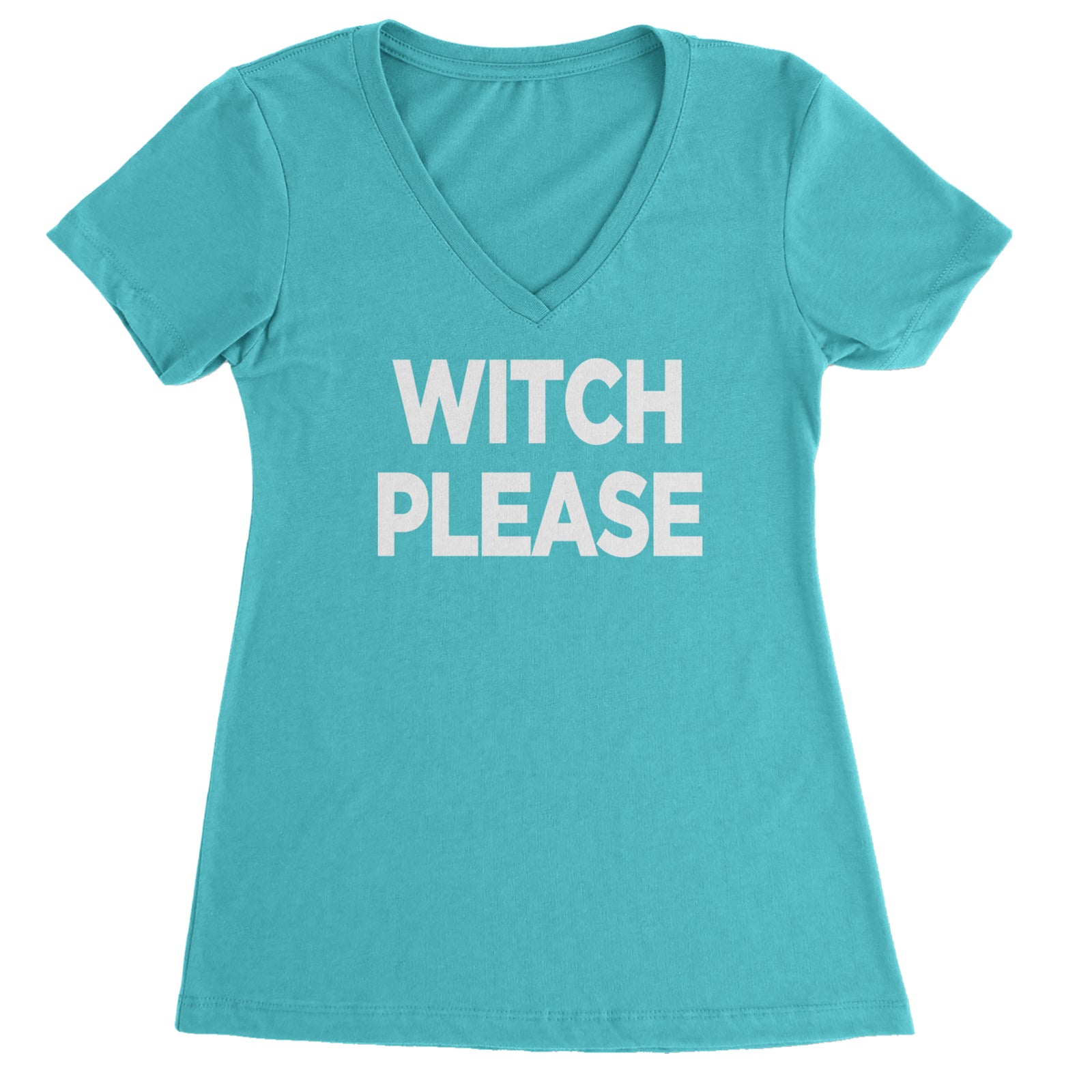 Witch Please  Ladies V-Neck T-shirt Black