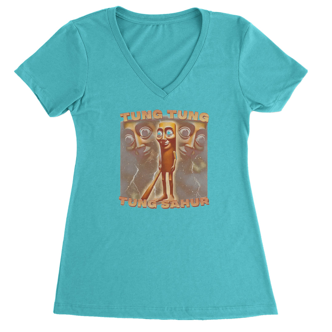 Tung Tung Tung Sahur Enforcer Ladies V-Neck T-shirt Surf
