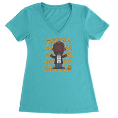 MUSTARD! Not Like Us Tv Off graphic on Women's Lightweight V-Neck T-Shirt in Surf