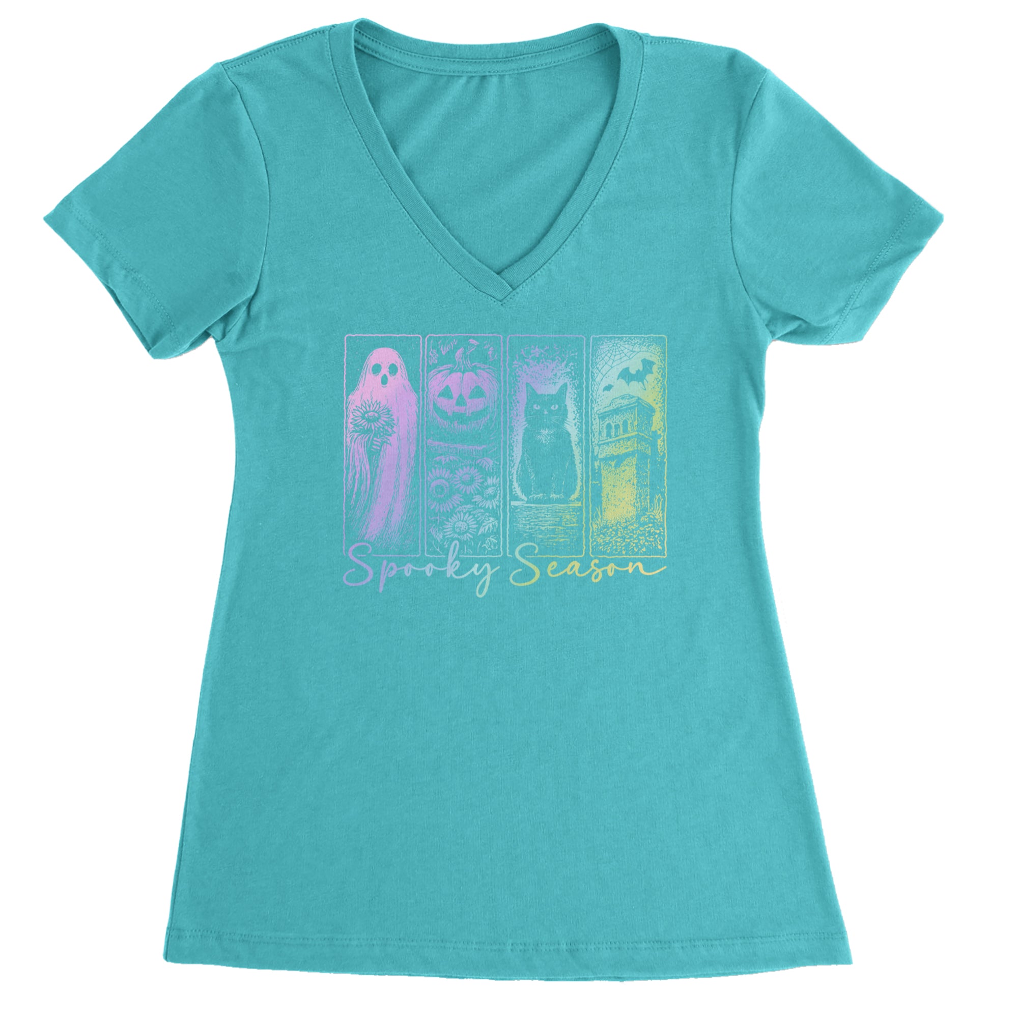 Spooky Season Cute Pastel Halloween Design Ladies V-Neck T-shirt Surf