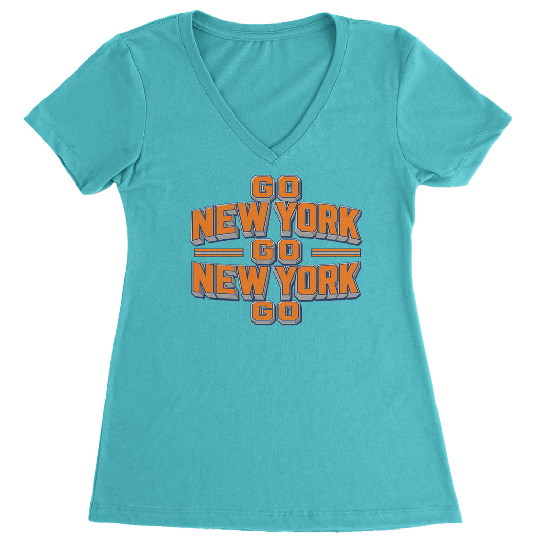 Go New York Go Basketball Ladies V-Neck T-shirt Surf