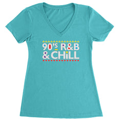 90s R&B and Chill Retro Throwback Ladies V-Neck T-shirt Surf