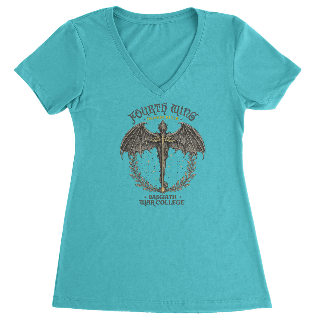 Fourth Wing Dragon Rider Vintage Basgiath War College Ladies V-Neck T-shirt Surf