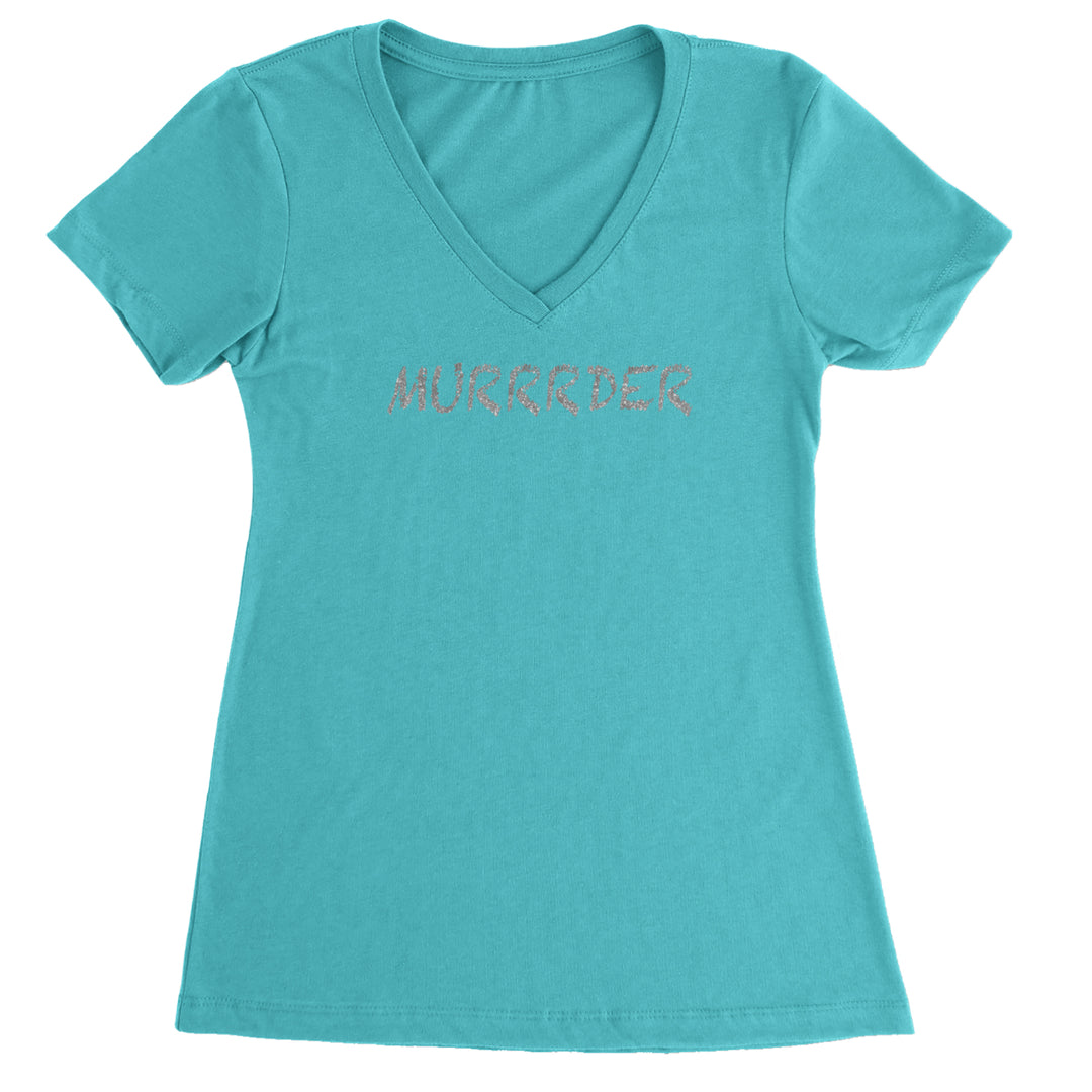 Murrrder Glitter Traitor Ladies V-Neck T-shirt Surf