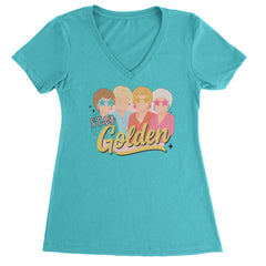 Stay Golden Girls Retro Ladies V-Neck T-shirt Surf