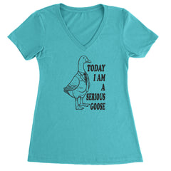 Today I Am A Serious Goose Ladies V-Neck T-shirt Surf