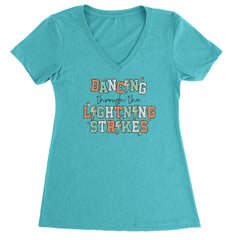 Dancing Through The Lightning Strikes Ladies V-Neck T-shirt Surf