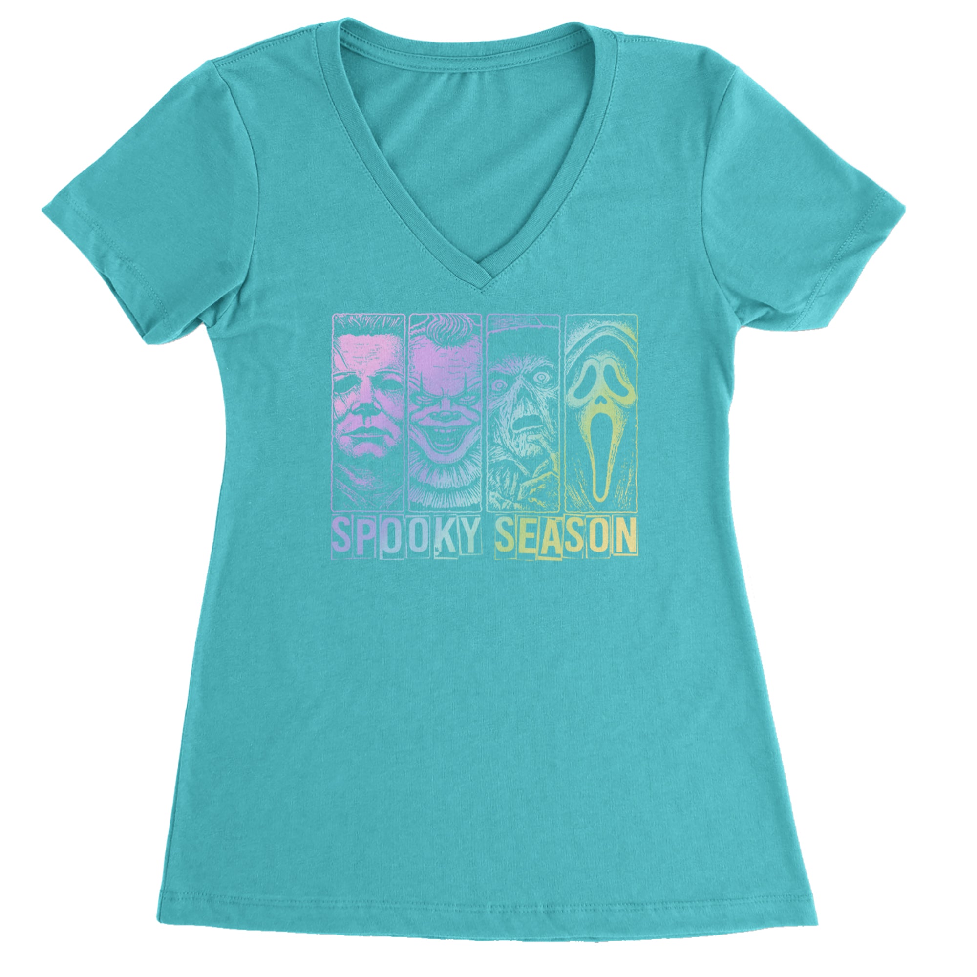 Spooky Season Horror Icons Halloween Ladies V-Neck T-shirt Surf