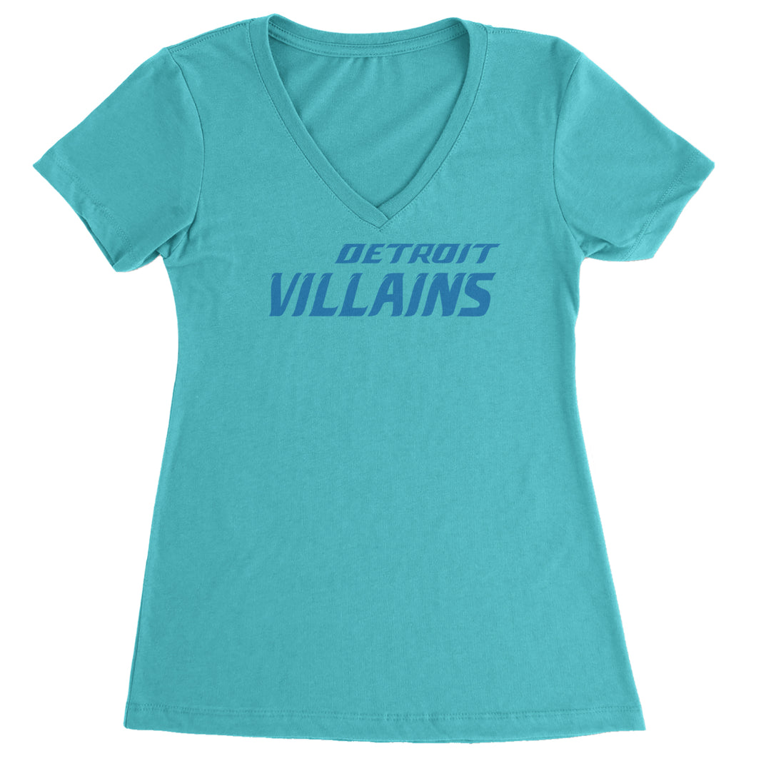 Detroit Villains Grit Football Ladies V-Neck T-shirt Surf