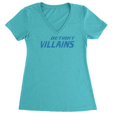 Detroit Villains Grit Football Ladies V-Neck T-shirt Surf