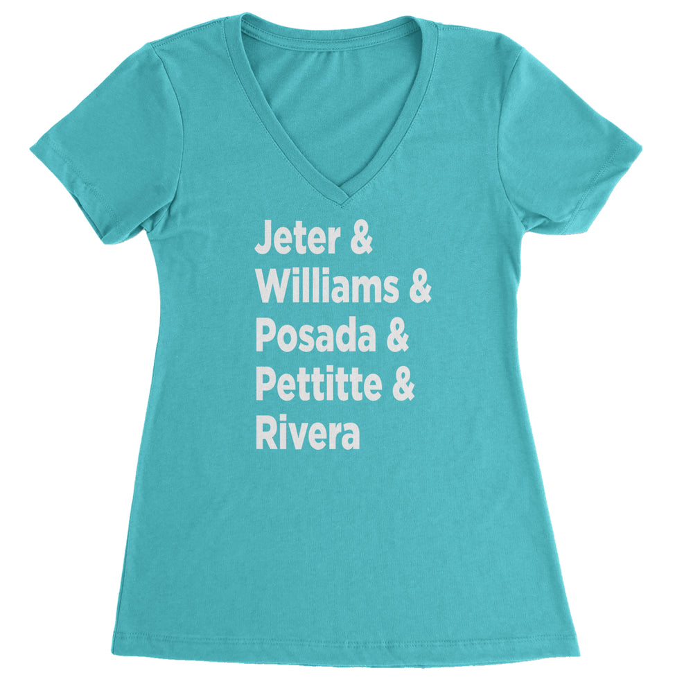 Jeter & Williams & Posada & Pettitte & Rivera Ladies V-Neck T-shirt Surf