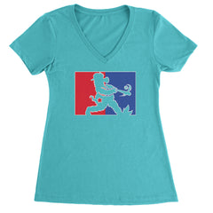 Batter Up Philly Baseball Phan Ladies V-Neck T-shirt Surf