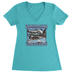 Bombardino Crocodilo Brainrot Ladies V-Neck T-shirt Surf