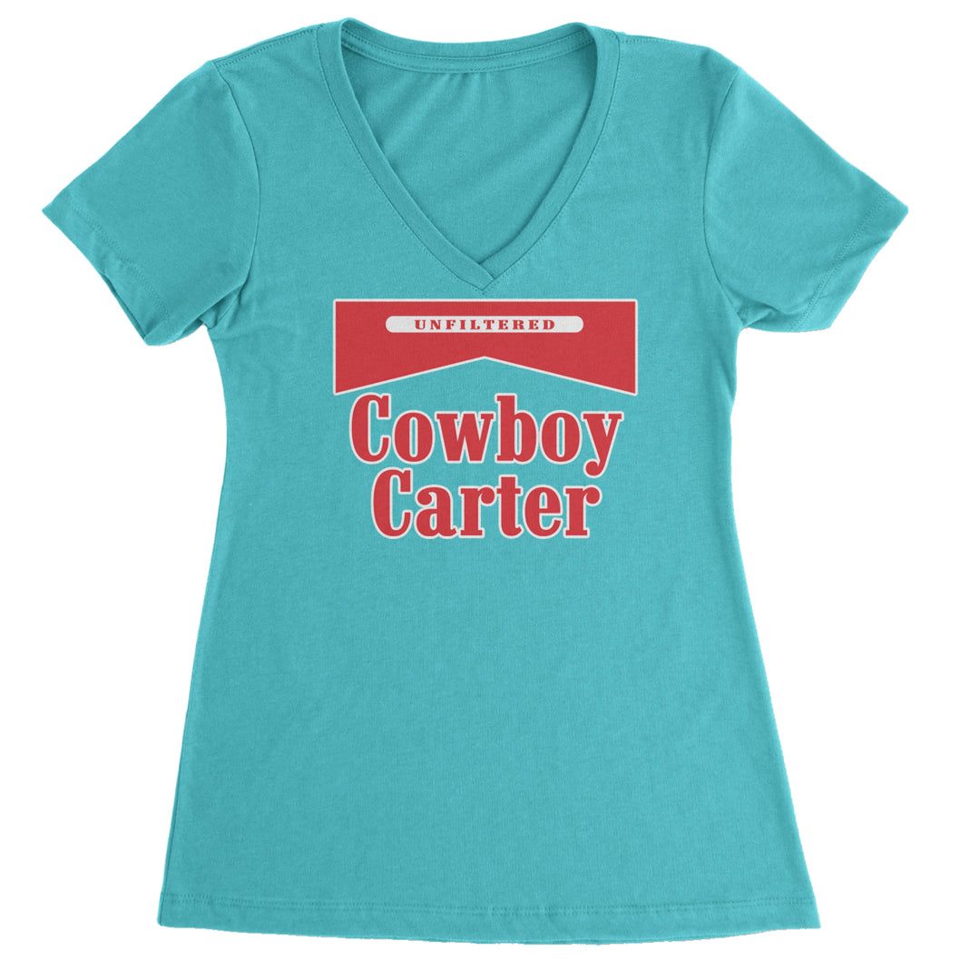 Cowboy Karter Country Act Two Ladies V-Neck T-shirt Surf