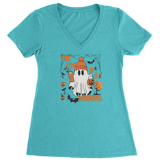 Life of a Showghoul Halloween Showgirl Vibes Ladies V-Neck T-shirt Surf