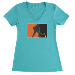 Hockey Enforcer Retro Vintage Ladies V-Neck T-shirt Surf