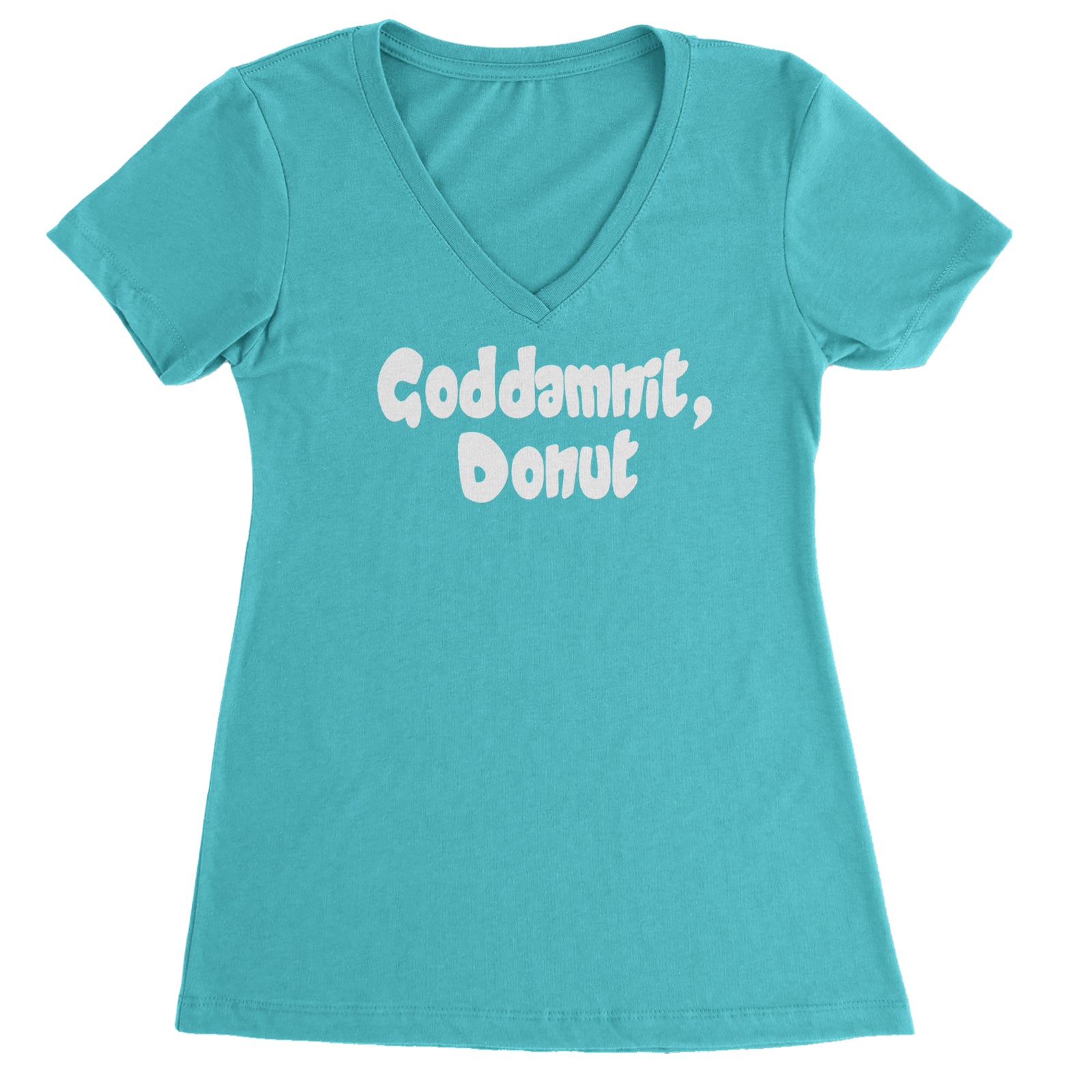 Godd-mnit, Donut Carl Ladies V-Neck T-shirt Black