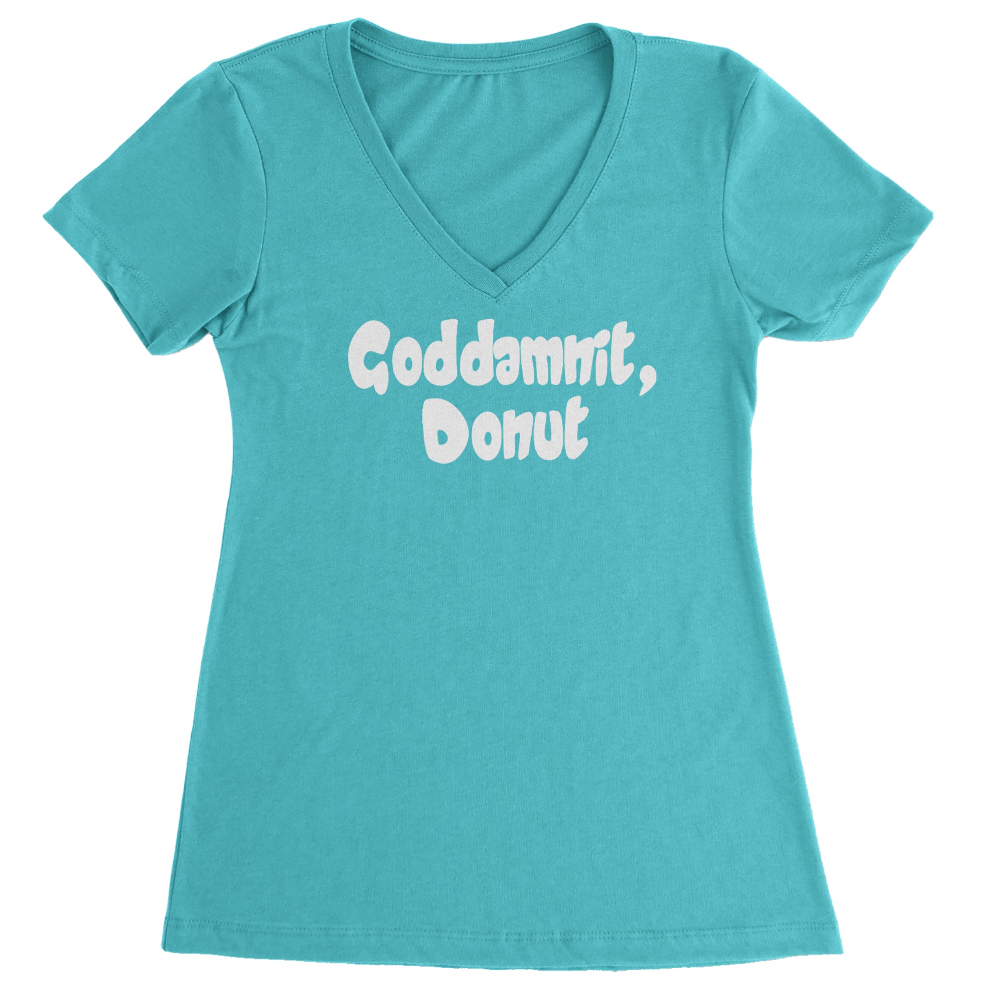 Godd-mnit, Donut Carl Ladies V-Neck T-shirt Surf