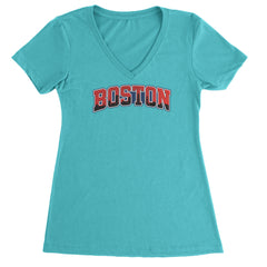 Boston City Pride Skyline Ladies V-Neck T-shirt Surf