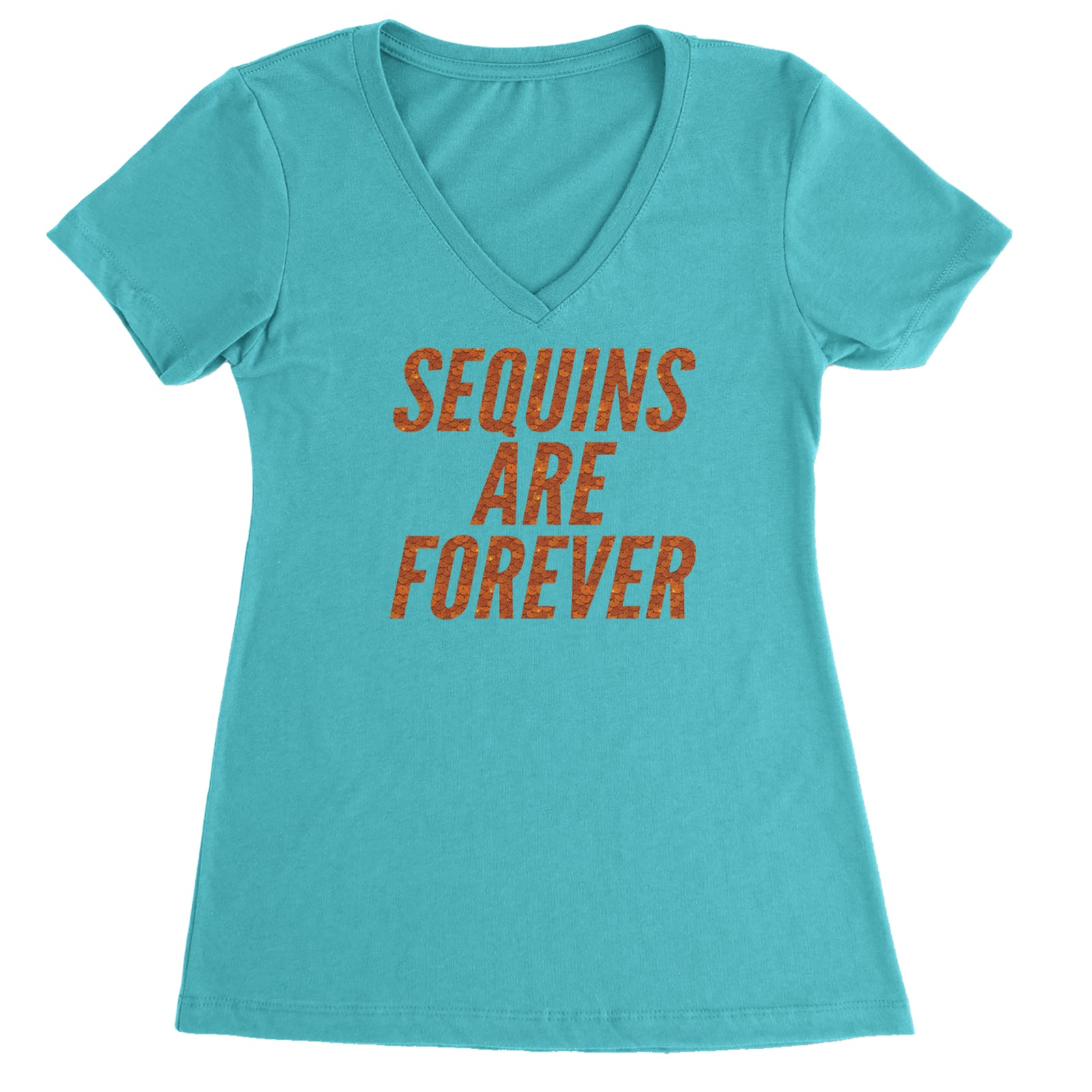Sequins Are Forever Retro Glam Ladies V-Neck T-shirt Surf