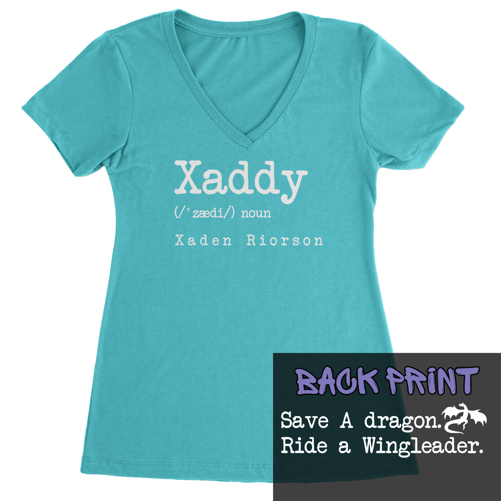 Xaddy Save A Dragon Ride A Wingleader graphic on Women's Lightweight V-Neck T-Shirt in Surf
