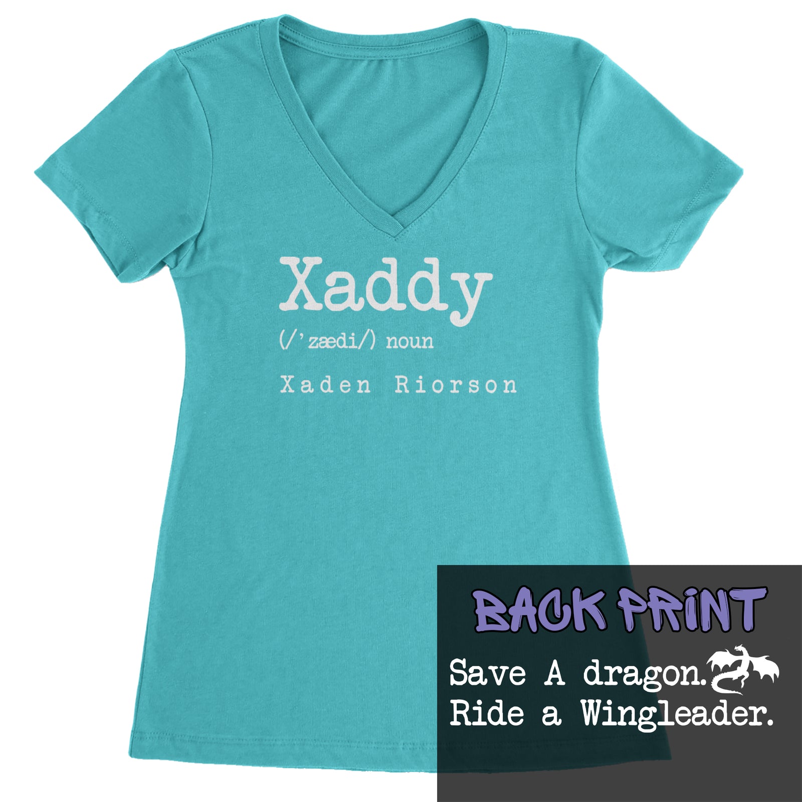 Xaddy Save A Dragon Ride A Wingleader Ladies V-Neck T-shirt Black
