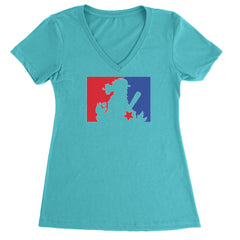 Philly Baseball Phan graphic on Women's Lightweight V-Neck T-Shirt in Surf