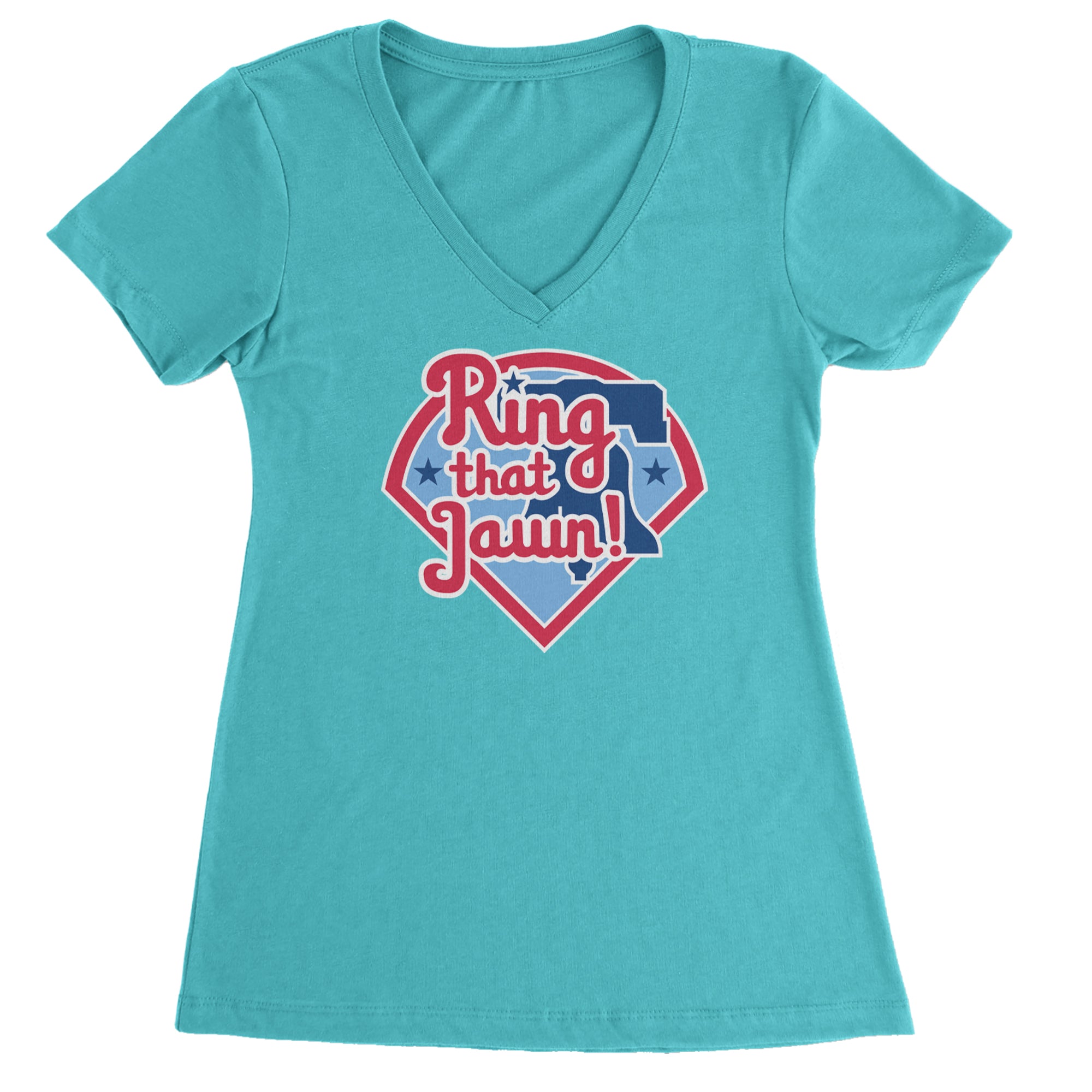 Ring That Jawn Philly Baseball Ladies V-Neck T-shirt Surf