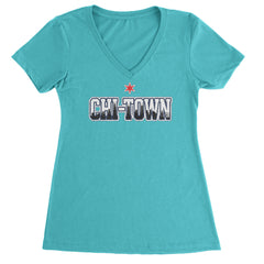 Chicago Chi-Town City Pride Ladies V-Neck T-shirt Surf
