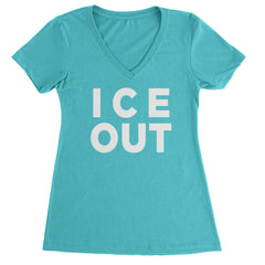 Ice Out Protest Ladies V-Neck T-shirt Surf