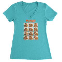 Punch Play Hard Love Harder Ladies V-Neck T-shirt Surf