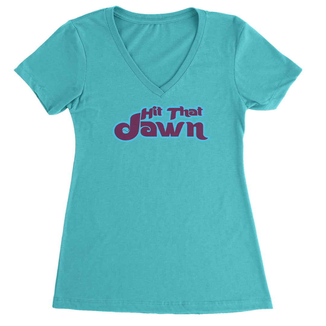 Hit That Jawn Philly Baseball graphic on Women's Lightweight V-Neck T-Shirt in Surf