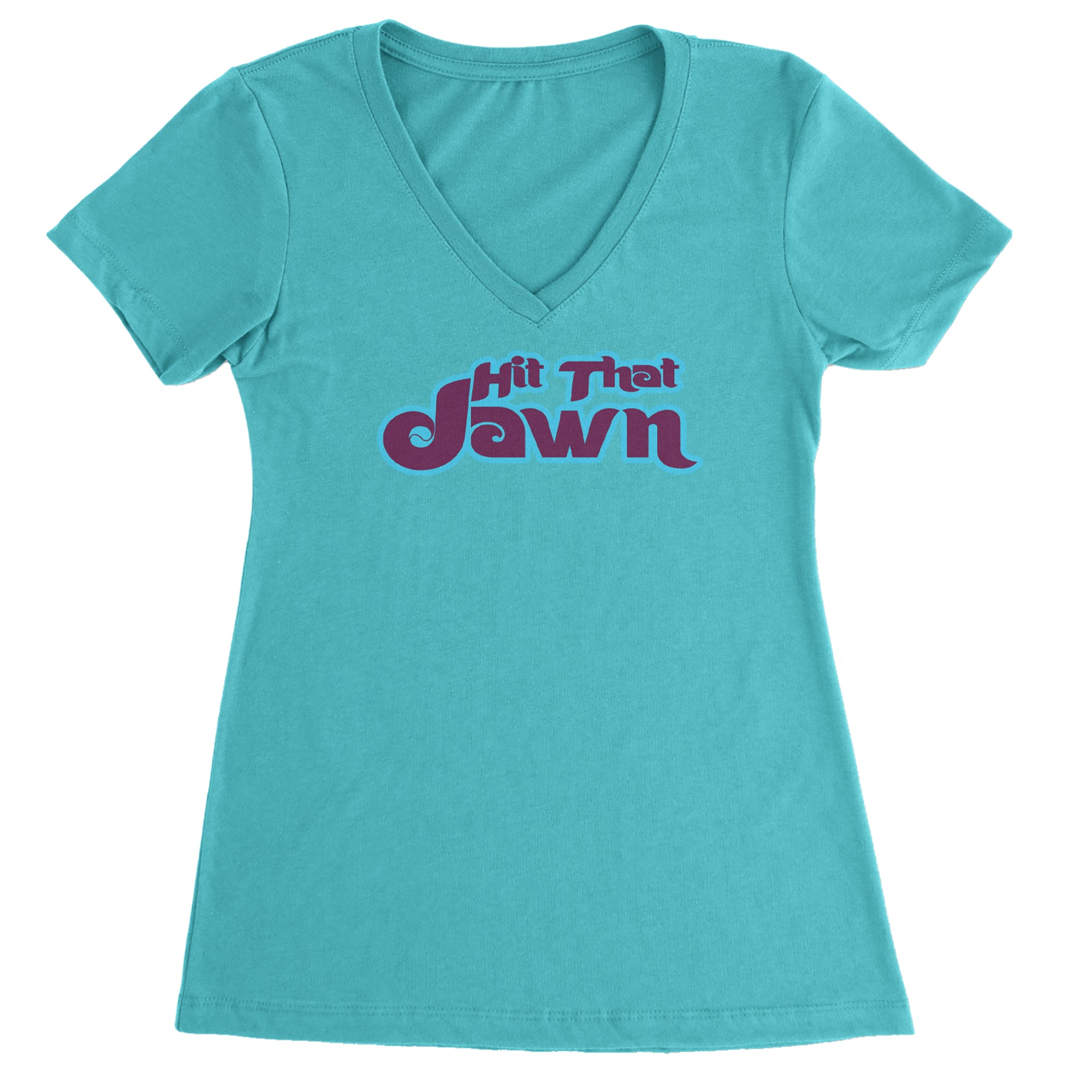 Hit That Jawn Philly Baseball Ladies V-Neck T-shirt Surf