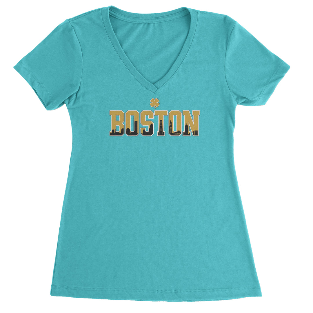 Boston City Pride Irish Ladies V-Neck T-shirt Surf