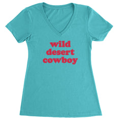 Wild Desert Cowboy Country Ladies V-Neck T-shirt Surf