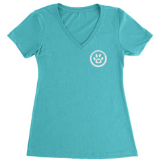 TLC To Love a Canine Dog Rescue White Ladies V-Neck T-shirt Surf