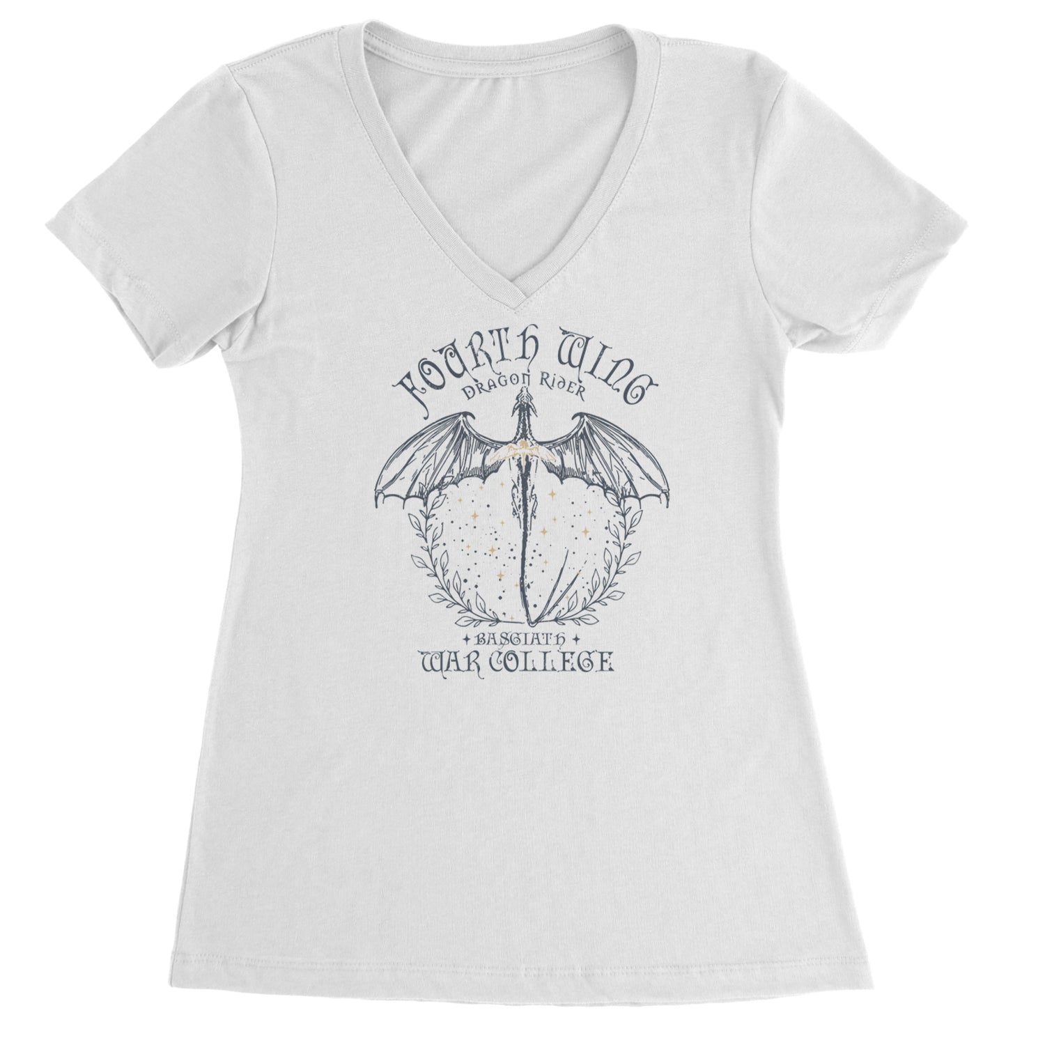 Fourth Wing Dragon Rider Vintage Basgiath War College Ladies V-Neck T-shirt White
