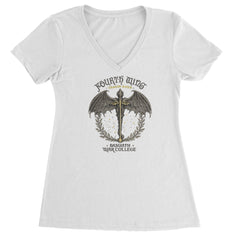 Fourth Wing Dragon Rider Vintage Basgiath War College Ladies V-Neck T-shirt White