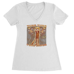 Tung Tung Tung Sahur Enforcer Ladies V-Neck T-shirt White