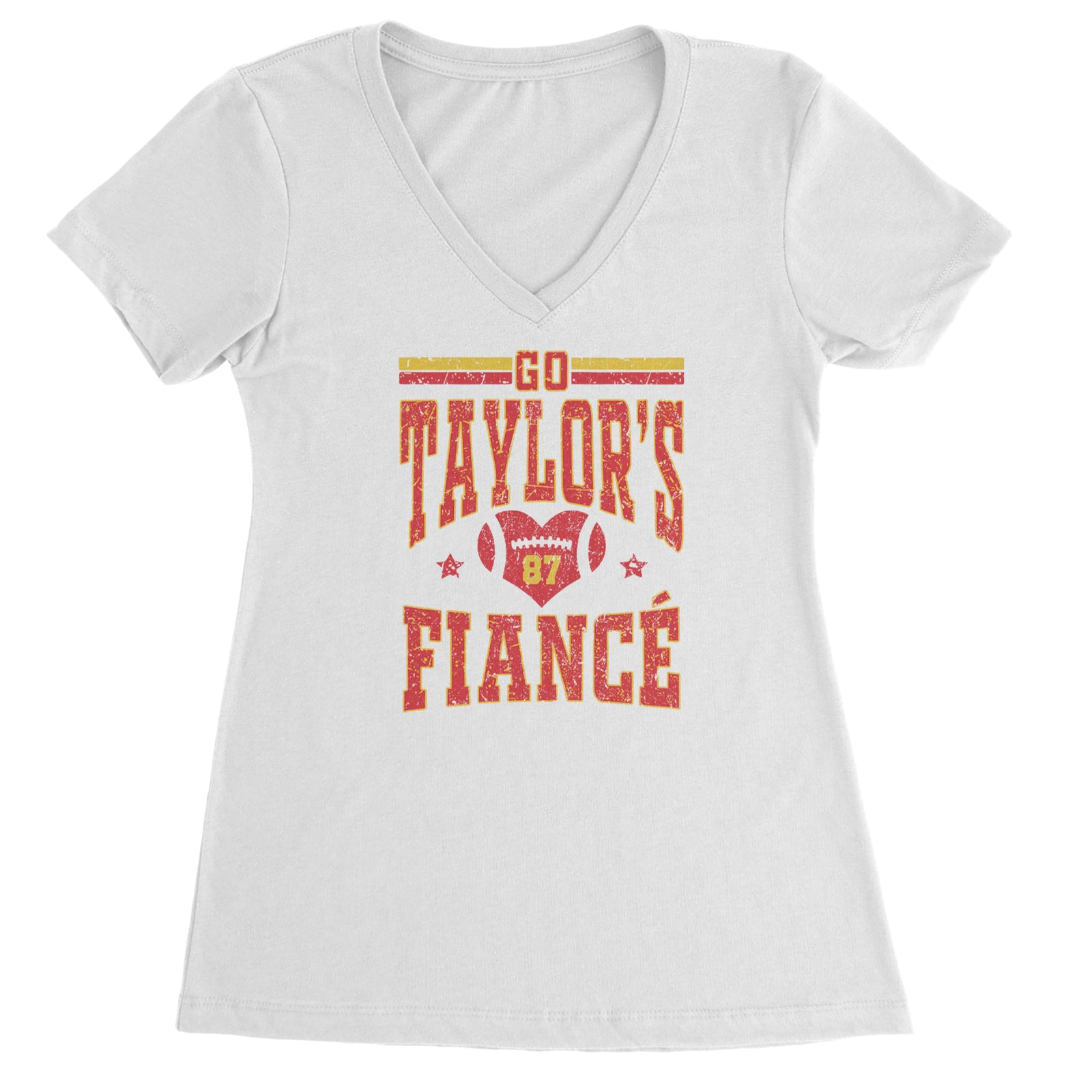 Go Taylor's Fiancé Engagement Game Day Ladies V-Neck T-shirt Black