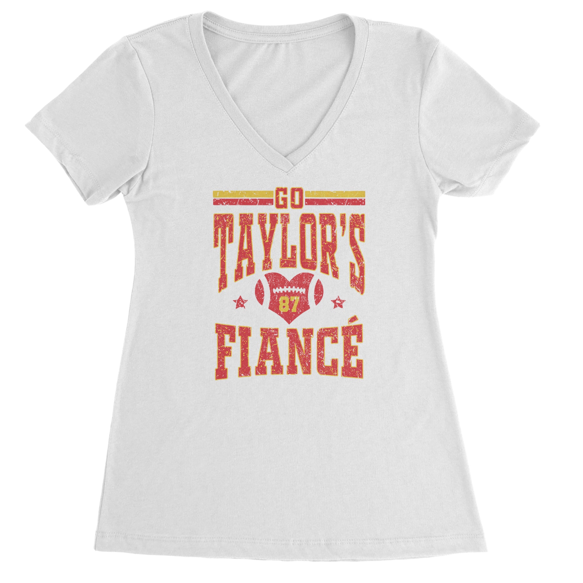 Go Taylor's Fiancé Engagement Game Day Ladies V-Neck T-shirt White