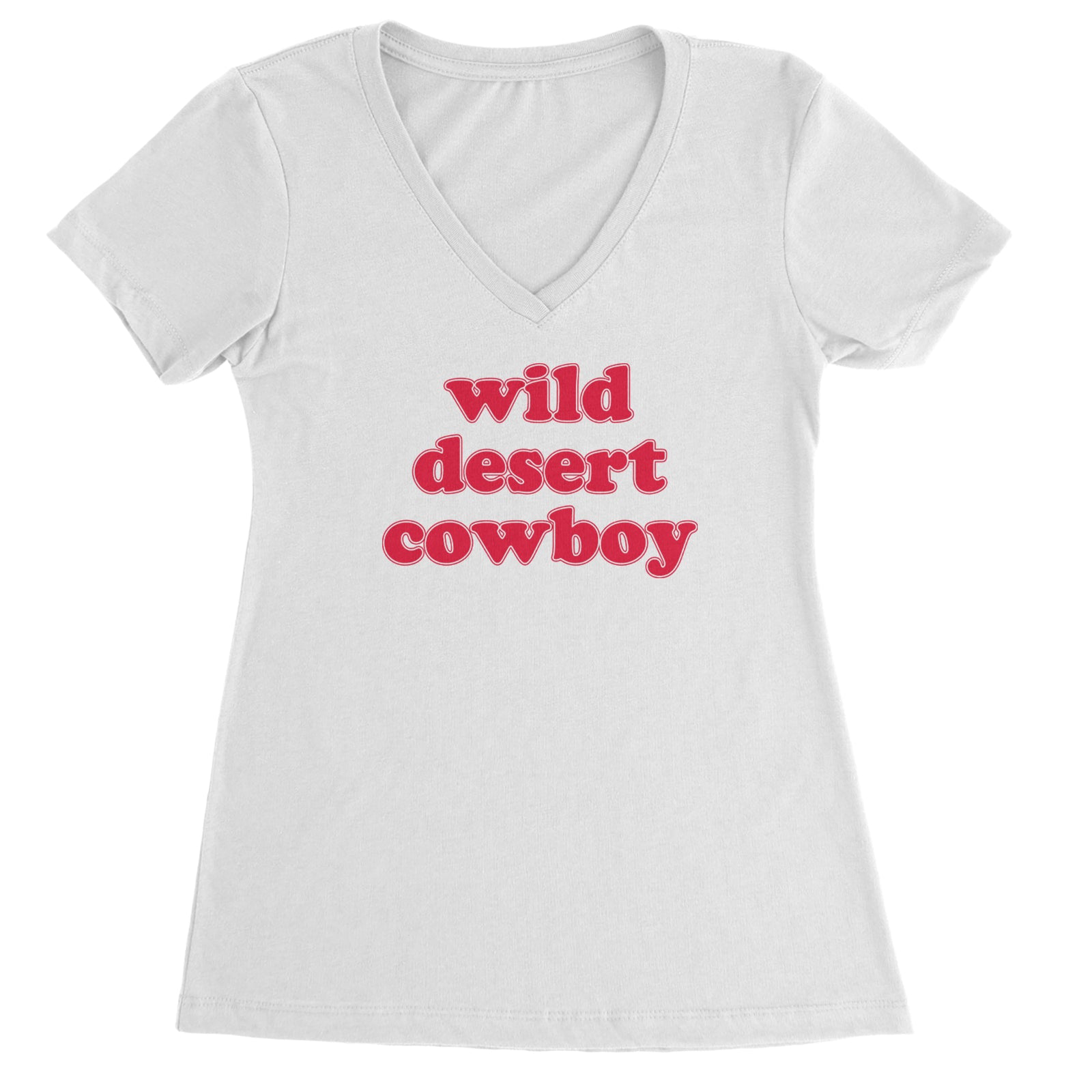 Wild Desert Cowboy Country Ladies V-Neck T-shirt White
