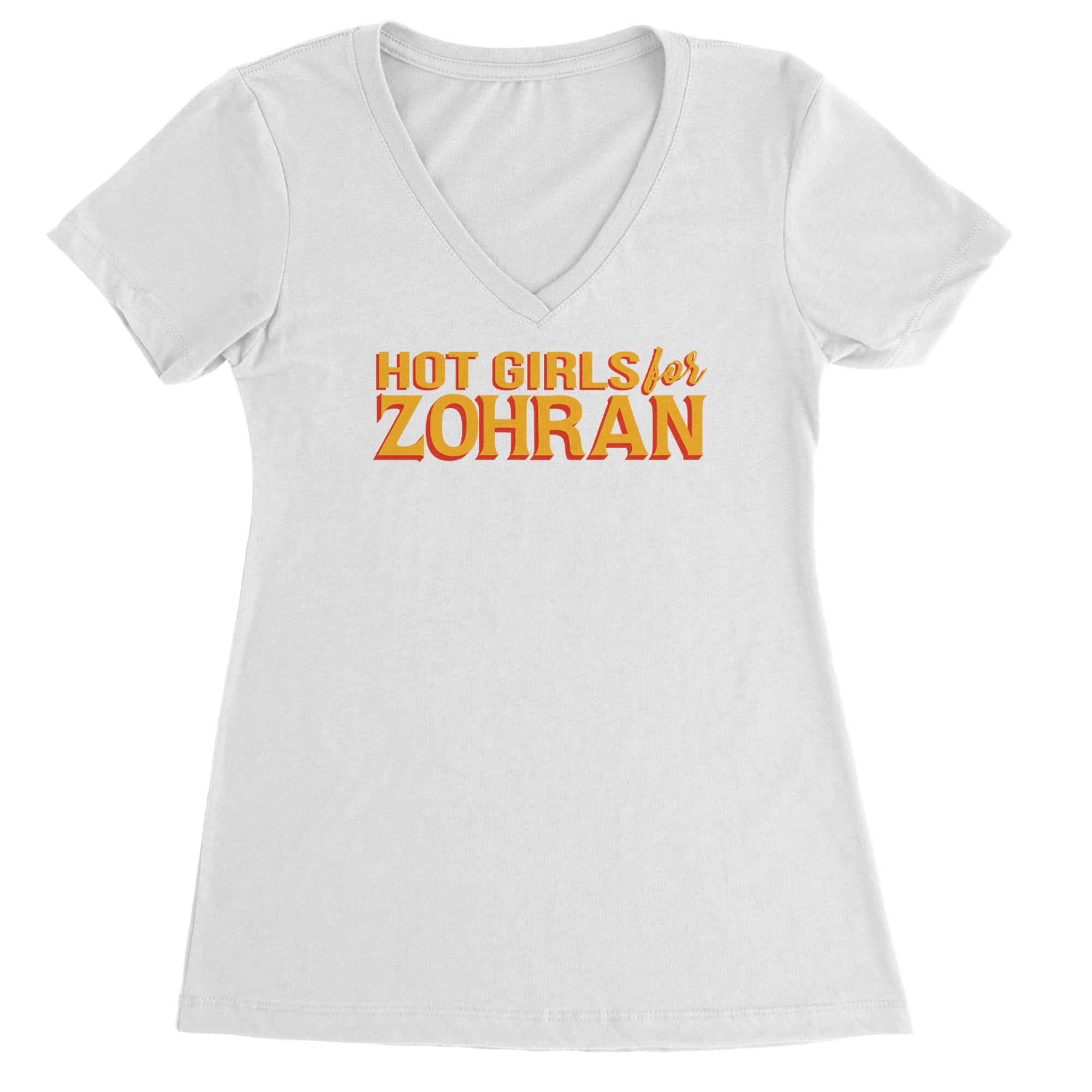 Hot Girls for Zohran Meme Ladies V-Neck T-shirt White