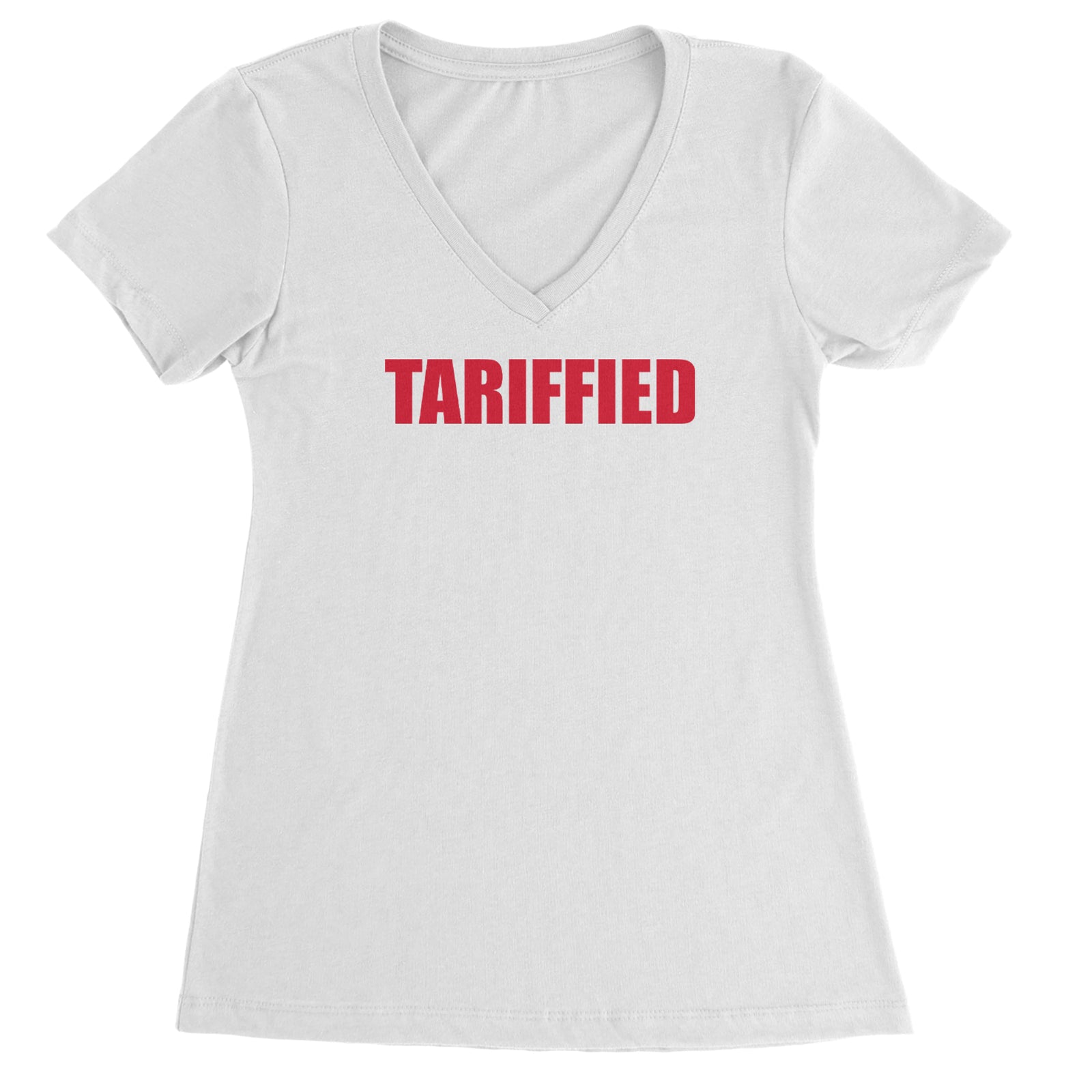 Tariffied Anti Tariff Policy Ladies V-Neck T-shirt Black