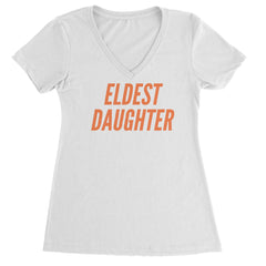 Eldest Daughter Ladies V-Neck T-shirt White