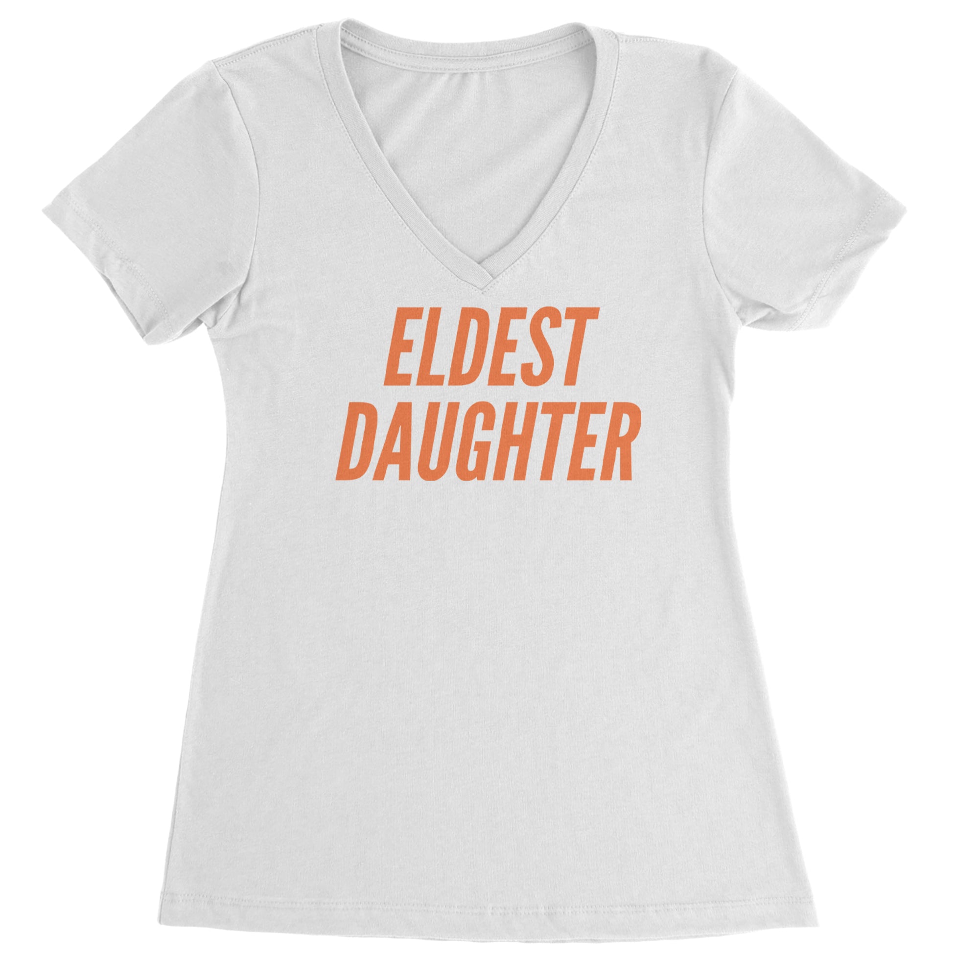 Eldest Daughter Ladies V-Neck T-shirt White
