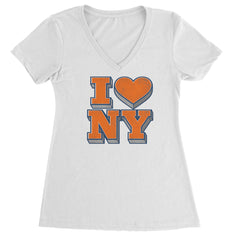 New York City Pride Heart Ladies V-Neck T-shirt White