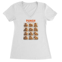 Punch Play Hard Love Harder Ladies V-Neck T-shirt White